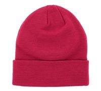 Bonnet Homme ou Femme Rose Fushia Uni - Bonnet Hiver Basic en Maille sans Pompon - 100% Acrylique - avec ou sans Revers - Modèle Simple et Classique sans Marque - Taille Unique