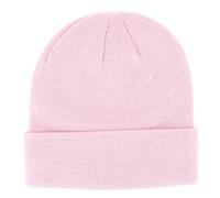 Bonnet Homme ou Femme Rose Pale - Bonnet Hiver Basic en Maille sans Pompon - 100% Acrylique - avec ou sans Revers - Modèle Simple et Classique sans Marque - Taille Unique