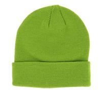 Bonnet Homme ou Femme Vert Citron - Bonnet Hiver Basic en Maille sans Pompon - 100% Acrylique - avec ou sans Revers - Modèle Simple et Classique sans Marque - Taille Unique