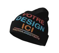 Bonnet Homme Personnalisable Choisissez Votre Logo Photo Texte Bonnets Hiver Chaud personnalisée Beanie Ski Sport Running stylé Chapeau Femme Skull Cap Noir Unisexe Cadeau Couple personnalisé