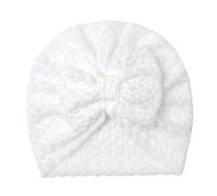 Bonnet indien respirant pour bébé avec nœud papillon - Bonnet confortable pour bébé - Bonnet fœtal tendance pour fête d'anniversaire - Bonnet pour nouveau-nés à l'hôpital, blanc, Taille unique