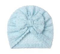 Bonnet indien respirant pour bébé avec nœud papillon - Bonnet confortable pour bébé - Bonnet fœtal tendance pour fête d'anniversaire - Bonnet pour nouveau-nés à l'hôpital, bleu, Taille unique