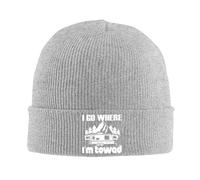 Bonnet « Je Vais là où on me remorque » - Cadeau pour Homme - Bonnet Chaud d'hiver pour Femme - Bonnet tricoté Style Slouchy - Bonnet tricoté Noir