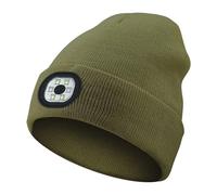 Bonnet lumineux à DEL, 6 LED, rechargeable par USB, 3 modes d'éclairage, bonnet d'hiver tricoté doux, épais et résistant au froid pour la course de nuit, le cyclisme, vert kaki