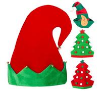 Bonnet lutin du Père, Bonnet Lutin Noel en Feutre, Bonnets Noëls Amusant, Accessoires pour déguisement, Fantaisie La Fête Père Noëls, Couvre Chef Les Fêtes unisexe pour homme et femme fête (Rouge)