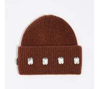 Bonnet maille cristaux marron M