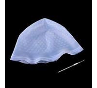 Bonnet Meche Silicone Hair Coloring Cap Hook Needle Color Dye Highlighting Reusable Sets Frosting Dyeing Hats Barber Hair Salon.(Style B White)