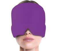Bonnet Migraine Relief Cap - Réutilisable Masque Migraine et Céphalées, Poche de Glace en Gel, Compresse Froide (Violet)