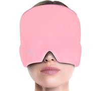 Bonnet Migraine Relief Cap - Réutilisable Masque Migraine et Céphalées, Poche de Glace en Gel, Compresse Froide (Rose)
