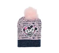 Bonnet Minnie Mouse pour enfant fille | Rose et bleu | Bonnet d'hiver | Taille 52 et 54 | Bonnet tricoté | Cadeaux pour fille | Bonnet enfant | Bonnet à pompon pour fille, Rose, 52
