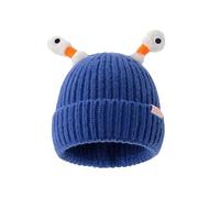 Bonnet Motif léopard Femme Parent-Enfant Mignon Bonnet tricoté Lumineux Bonnet fait à la main avec un grand bonnet cosaque peut être étiré, bleu, taille unique