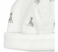 Bonnet Naissance Blanc Motifs Sophie la Girafe Trois Kilos Sept