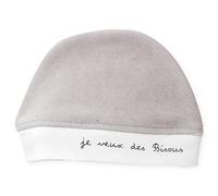 Bonnet naissance velours Je veux des bisous - Gris - Trois kilos sept