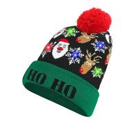 Bonnet Noel Lumineux, Chapeau Lumineux à LED, Hiver Pompon Bonnet Beanie Chapeau Chaud Chapeaux Elastique avec 6 Lumière à LED, Christmas Beanie Hats pour Fête de Noël et Réveillons