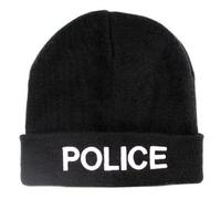 Bonnet Noir Police 100% Acrylique Chaud Et Confortable - Identification Sécurité - Fabriqué en France - Lavable en Machine - Style Slip-on Unisexe