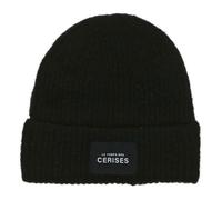 Bonnet noir uni à léger lurex argenté en bord côte et à revers Taille unique