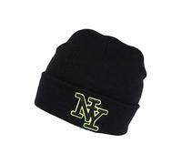 Bonnet NY Noir et Jaune Fluo en Laine Broderie 3D Fashion Farzy - Taille Unique - Noir