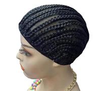 bonnet perruque Bonnet de perruque tressé noir for queue cheval au crochet, accessoire coiffure respirant for cosplay