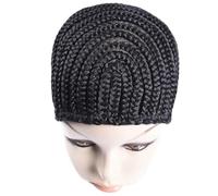 Bonnet perruque Bonnet tressé super élastique for perruques tressées au crochet, petit bonnet, filet de perruque noir, 1 pièce pour cheveux(2Packs)