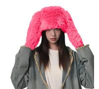 Bonnet Perruque Taille M pour femme, chapeau à longues oreilles, confortable, épais, en peluche, chaud, coupe-vent, couleur unie, léger, unisexe, casquette de cosplay, noir Bonnet (Hot Pink, One Size)