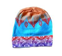 Bonnet péruvien authentique en Laine Naturelle Alpaga/mouton tricoté à la Main fabriqué au Pérou de façon Artisanale Taille 58cm multicolore motifs lama inca Chullo Hiver Femmes Hommes ref.Papa (n°19)