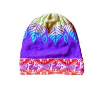 Bonnet péruvien authentique en Laine Naturelle Alpaga/mouton tricoté à la Main fabriqué au Pérou de façon Artisanale Taille 58cm multicolore motifs lama inca Chullo Hiver Femmes Hommes ref.Papa (n°15)