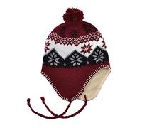 Bonnet péruvien doublé intérieur en Polaire Taille Unique 56 58cm Environ Chaud Trapper Neuf Froid Hiver Mixte Hommes Femmes Ski Neige ref:1542B (Pompon Grenat)