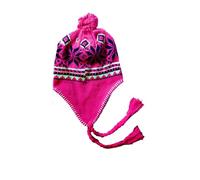 Bonnet péruvien Fluo doublé Doublure Polaire Taille 56-58 cm Environ Fluorescent Chullo Hiver Chaud Femmes Hommes Mixte (Acrylique, Rose Fuchsia)