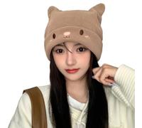 Bonnet Piscine Tissus Large Cheveux Long Women Men Girls Boys Teens Cute Cat Ear Knit Cable Rib Hat Cap Beanie Soft Cold Cozy Autumn Winter Women Beanie Cap For Outdoor Bonnet Vert (Khaki, One Size)