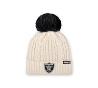 Bonnet pompon en tricot torsad avec logo de l' quipe NFL des Las Vegas Raiders pour femme, blanc, FOCO