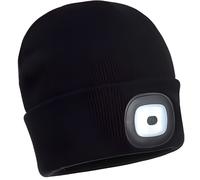 Portwest Bonnet Beanie Lampe frontale LED rechargeable USB 150 lumens Acrylique Noir