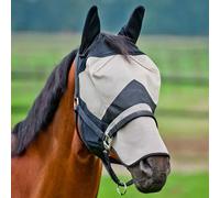 Bonnet pour cheval anti-mouches avec protection naseaux Horze Gris Cob