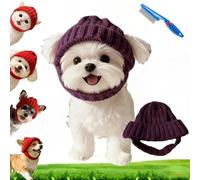 Bonnet pour Chien en Tricot Rouge 2026 avec Rabats d'oreille, Bonnet pour Chien pour chienes, Bonnets pour Chiens Rouge Cher, Chaleur Confortable, pour l'hiver, Petits Chiens/Chats (Purple)
