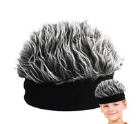 Bonnet pour homme avec cheveux attachés - Cape de perruque à cheveux courts | Chapeau de cheveux, bonnet de perruque tendance, cheveux avec pointe en laine tricotée, houblon, chapeau de fourrure