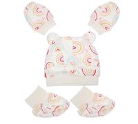 Bonnet pour -né en Coton, Ensemble Trois Pièces Respirant | Couvre-pieds Assortis, Anti-griffures, pour Bébé, Confort Doux, Élasticité Agréable, Hiver Froid