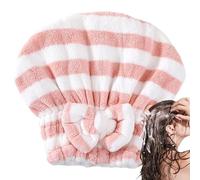 Bonnet pour sécher les cheveux - Bonnet pour cheveux secs, serviette sèche cheveux en polaire corail doux | pour sécher les cheveux, serviette absorbante rayée pour capell