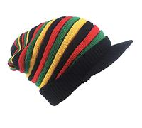 Bonnet Rasta en Laine Tricotée Reggae Jamaïque - Tricoté au Crochet Ample et Coloré