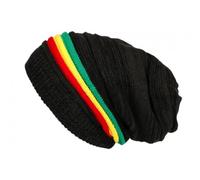 Bonnet Rasta Gris Noir Long Fashion en Laine Jamaique - Taille Unique - Gris