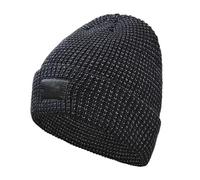 Bonnet réfléchissant Flex Beanie pour Femmes et Hommes, Chapeau tricoté réfléchissant Chaud d'hiver, Chapeau épais en Peluche résistant au Froid (FR/ES, Alpha/Lettres, L, Black)