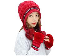 Bonnet Rose Echarpe Tube Capuche Femme Casquette BéRet Femme éTé Fourrure Femme BéRet Femme Vintage Bonnet Ponpon Femme Poncho Femme Hiver Chaud Laine Chapeau Femme Noir