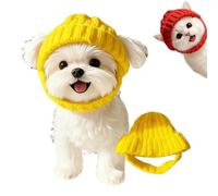 Bonnet Rouge en Tricot pour Chien avec Oreillettes, Bonnet d'hiver Chaud pour Petits Chiens et Chats, en Tricot Doux et Extensible pour Chiots, Utilisation à l'intérieur et à l'extérieur (Jaune)