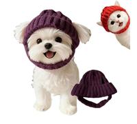 Bonnet Rouge en Tricot pour Chien avec Oreillettes, Bonnet d'hiver Chaud pour Petits Chiens et Chats, en Tricot Doux et Extensible pour Chiots, Utilisation à l'intérieur et à l'extérieur (Violet)