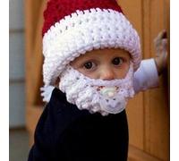 Bonnet rouge et blanc avec barbe de père Noël pour enfant Blanc G