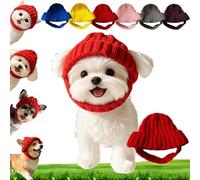 Bonnet Rouge tricoté pour Chien avec Cache-Oreilles - Bonnet d'hiver Chaud et Confortable, idéal pour Les promenades et Les Photos par Temps Froid (A)