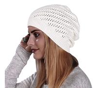 Bonnet russe pour femme - Bonnet de pull creux pour hommes et femmes - Laine tricotée - Coton chaud - Décontracté - Doux - Léger - Course - Adulte - Bonnet nain - Unisexe - Jaune, Blanc., taille
