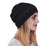 Bonnet russe pour femme - Bonnet de pull creux pour hommes et femmes - Laine tricotée - Coton chaud - Décontracté - Doux - Léger - Course - Adulte - Bonnet nain - Unisexe - Jaune, Noir , taille unique