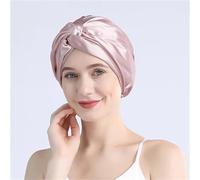 Bonnet Satin Cheveux Nuit Bonnet en soie Pure for femmes endormies, Turban en soie, Bonnet de nuit, Double couche, enveloppe cheveux en soie de mûrier, couvre-chef for cheveux bouclés(Lotus pink)