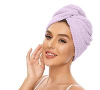 Bonnet sèche-cheveux, bonnet de douche, Bonnet de séchage en polaire corail, serviette enveloppante, bonnet de douche triangulaire, multicolore(Light Purple)
