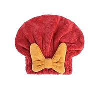 Bonnet sèche-cheveux, bonnet de douche, Bonnet de séchage en velours corail, serviette turban avec nœud, multicolore, plusieurs tailles(Red,4PCS)