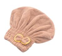 Bonnet sèche-cheveux, bonnet de douche, Bonnet de séchage for cheveux, serviette turban en polaire corail multicolore, for salon de coiffure(Brown)